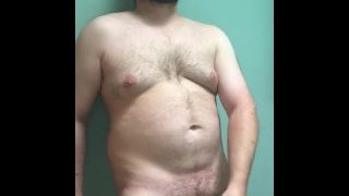 Bald Bearded Chubby Guy First Time Standing & Ejaculating