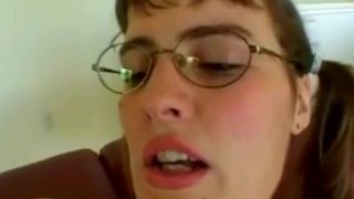 Virgin geeky teen in glasses gets 10″ bbc anal & facial, all holes probed!!