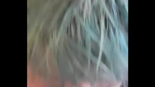Short blue haired 80 lb 20 year old pastel emo blowjob POV
