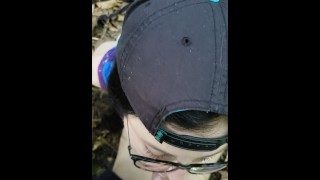 Blowing A Stranger In The Woods then I lick His Cum From My Glasses